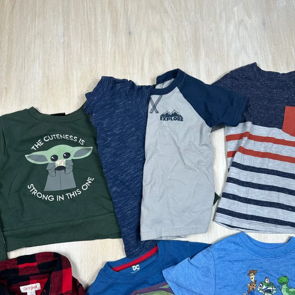 2T Toddler Boy Lot 14 Piece Disney Star Wars Cat & Jack Carter's Pajamas Shorts